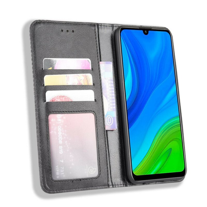 Folio-fodral Huawei P Smart 2020 Läderfodral Stiliserad Vintage Lädereffekt