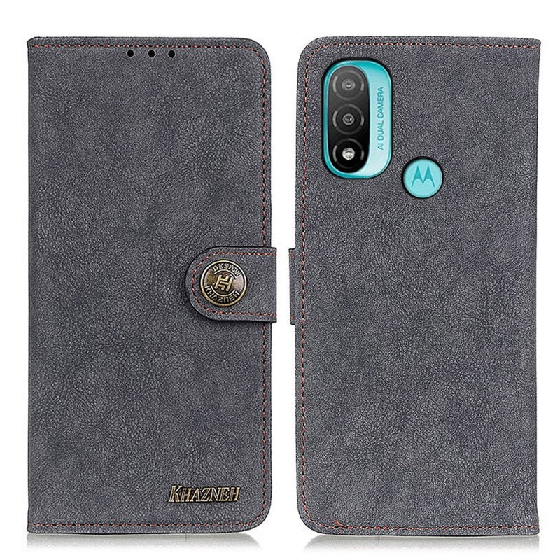 Folio-fodral Moto E40 / E30 / E20 Khazneh Retro Split Läder