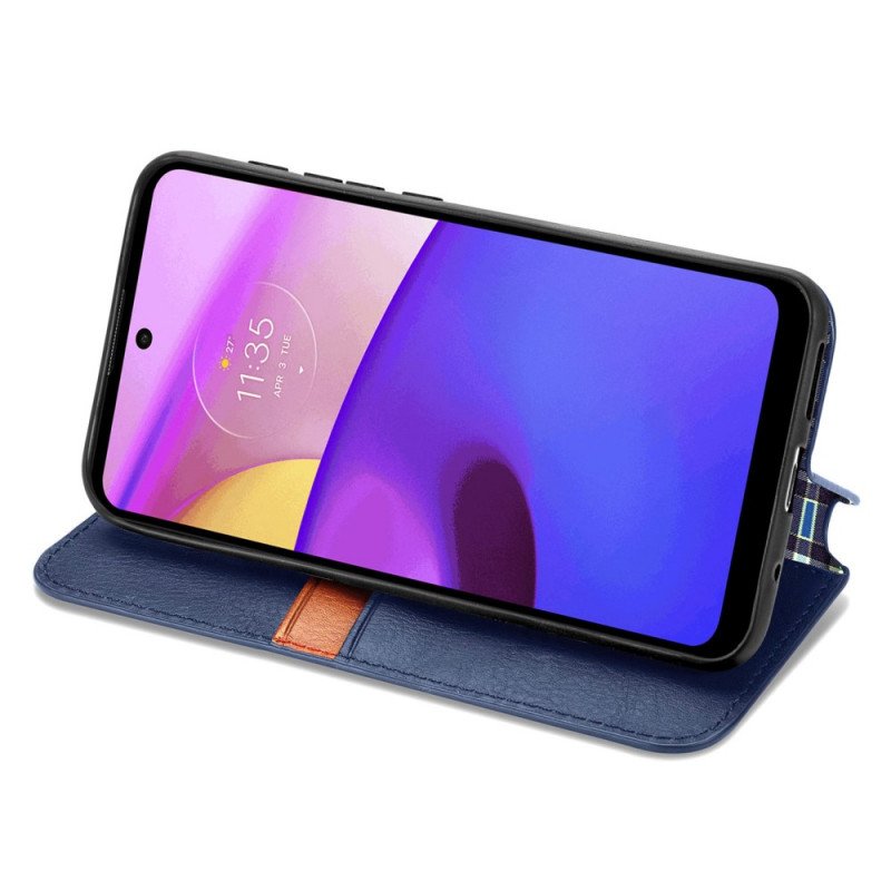 Folio-fodral Moto E40 / E30 / E20 Läderfodral Diamantstruktur Med Lädereffekt