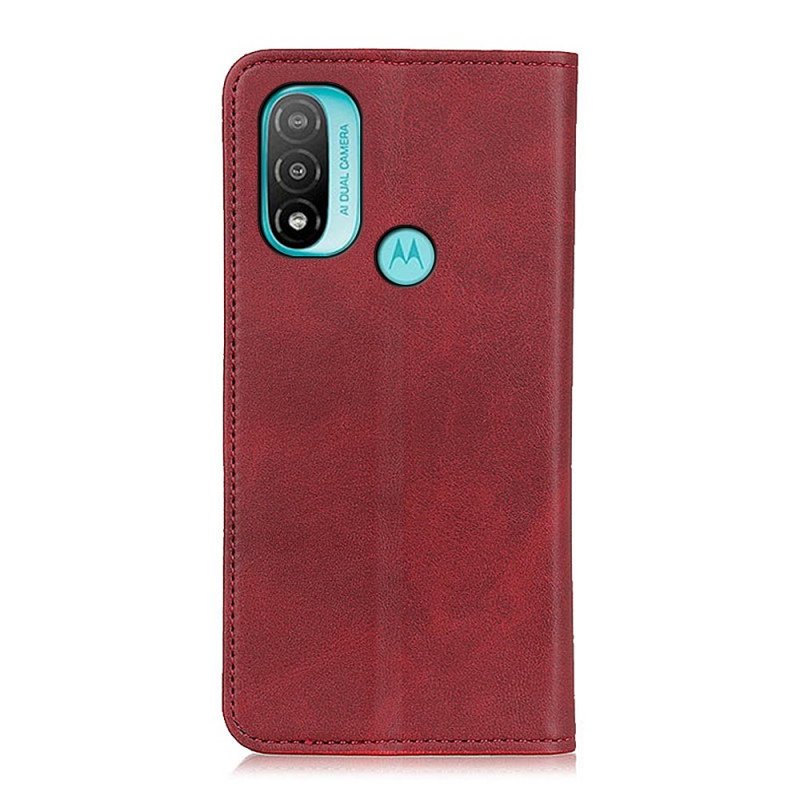 Folio-fodral Moto E40 / E30 / E20 Läderfodral Elegance Split Läder