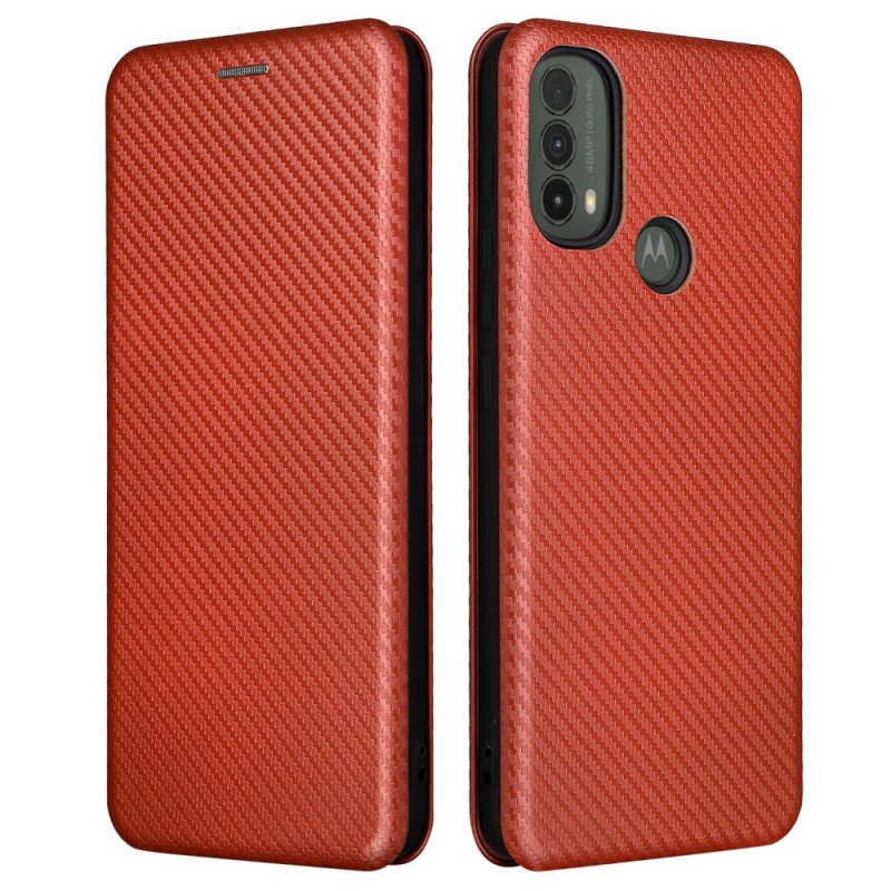 Folio-fodral Moto E40 / E30 / E20 Läderfodral Kolfiber