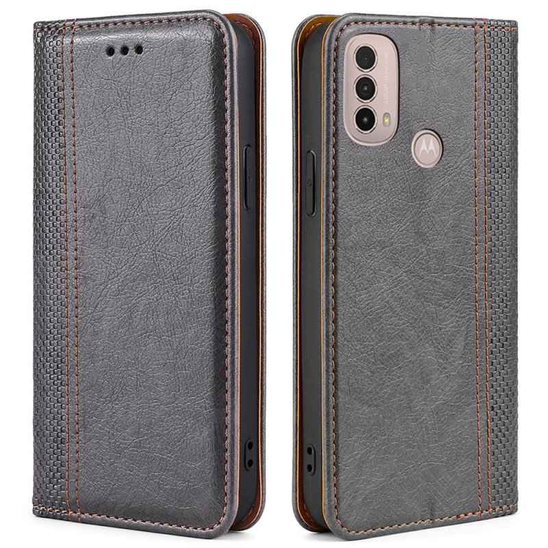 Folio-fodral Moto E40 / E30 / E20 Läderfodral Litchi Split Lädersömmar