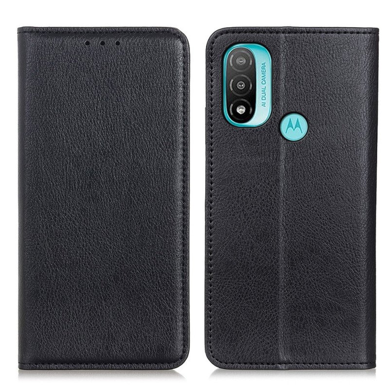 Folio-fodral Moto E40 / E30 / E20 Läderfodral Texturerat Delat Läder