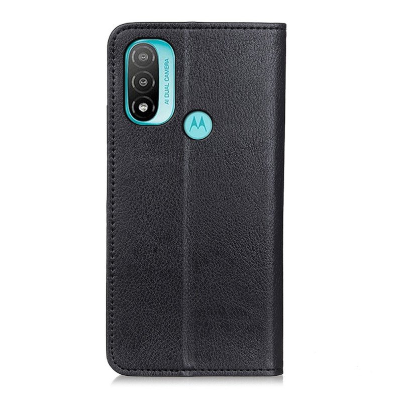 Folio-fodral Moto E40 / E30 / E20 Läderfodral Texturerat Delat Läder