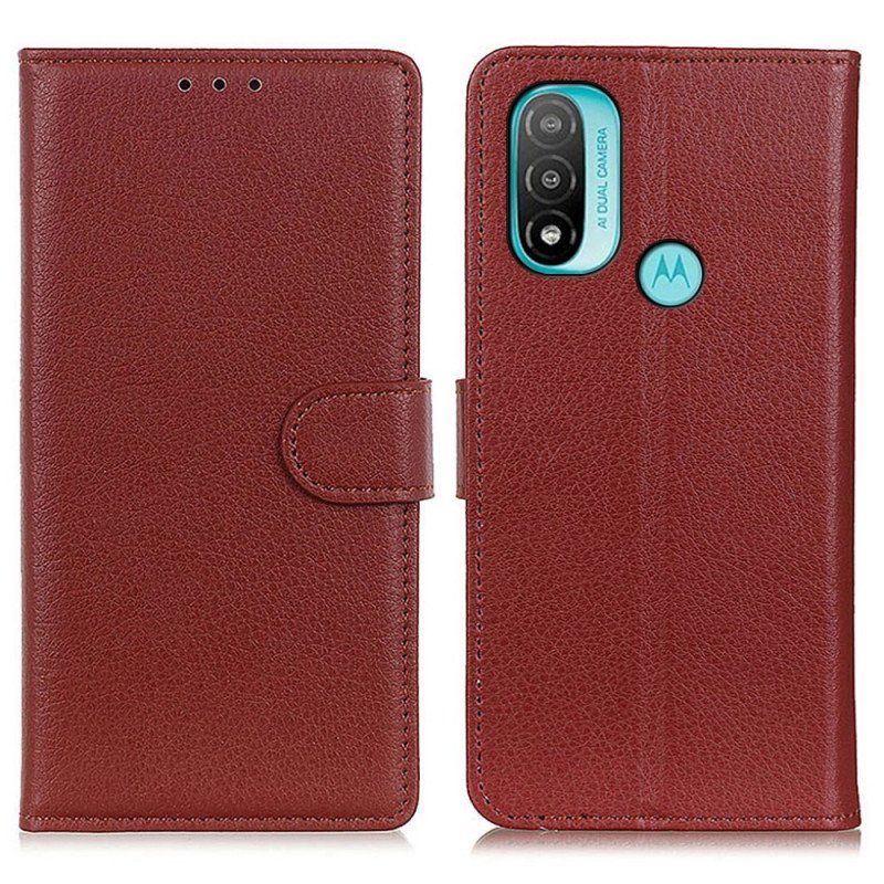 Folio-fodral Moto E40 / E30 / E20 Traditionellt Litchi