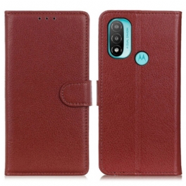 Folio-fodral Moto E40 / E30 / E20 Traditionellt Litchi