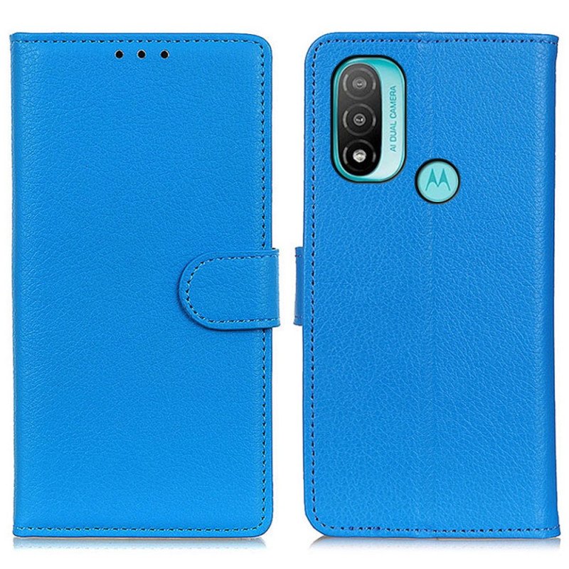 Folio-fodral Moto E40 / E30 / E20 Traditionellt Litchi