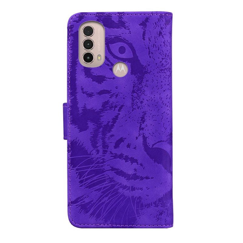 Läderfodral Moto E40 / E30 / E20 Tiger Face Print