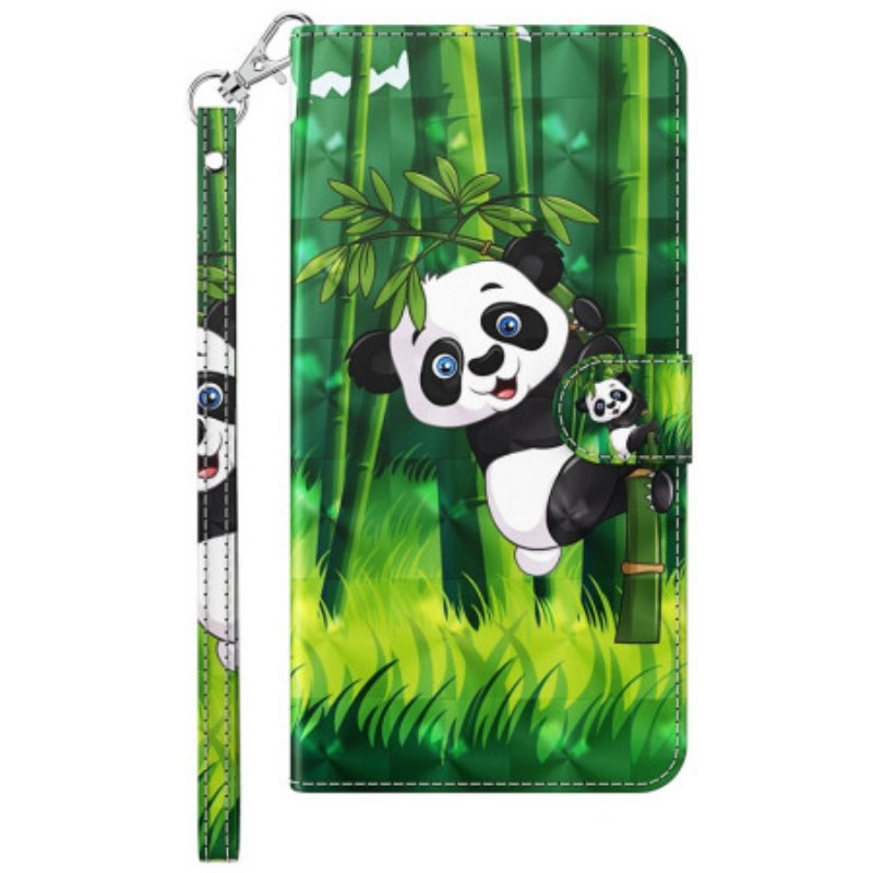 Folio-fodral Xiaomi Redmi 10A Med Kedjar Bambu Panda Med Snodd