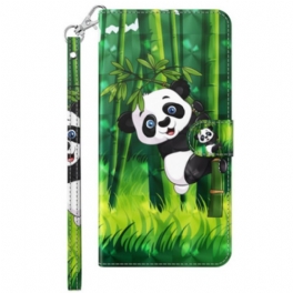 Folio-fodral Xiaomi Redmi 10A Med Kedjar Bambu Panda Med Snodd