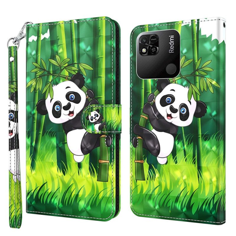 Folio-fodral Xiaomi Redmi 10A Med Kedjar Bambu Panda Med Snodd