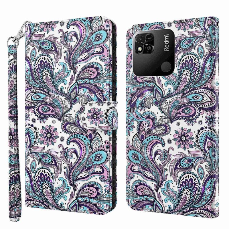 Folio-fodral Xiaomi Redmi 10A Med Kedjar Strappy Paisley Mönster