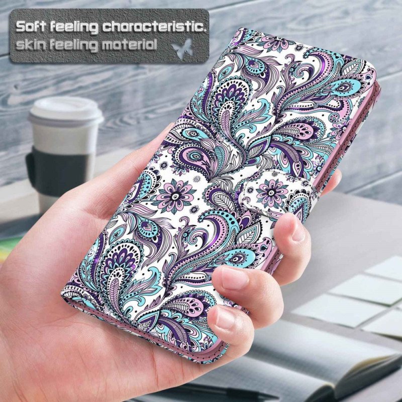 Folio-fodral Xiaomi Redmi 10A Med Kedjar Strappy Paisley Mönster