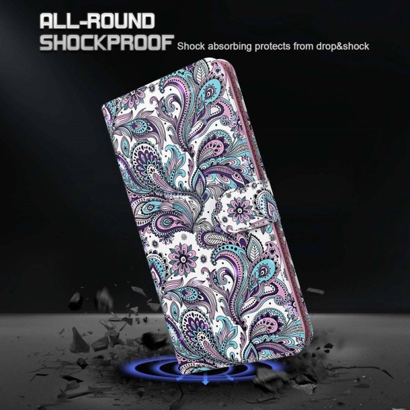 Folio-fodral Xiaomi Redmi 10A Med Kedjar Strappy Paisley Mönster