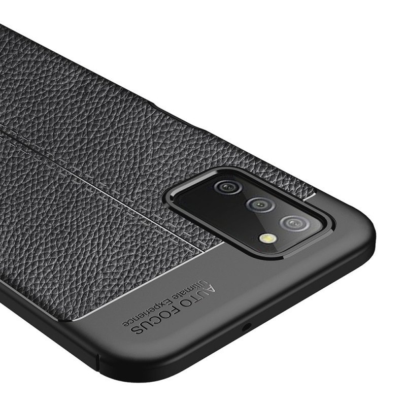 Mobilskal Samsung Galaxy A03s Dubbel Linje Litchi Läder Effekt