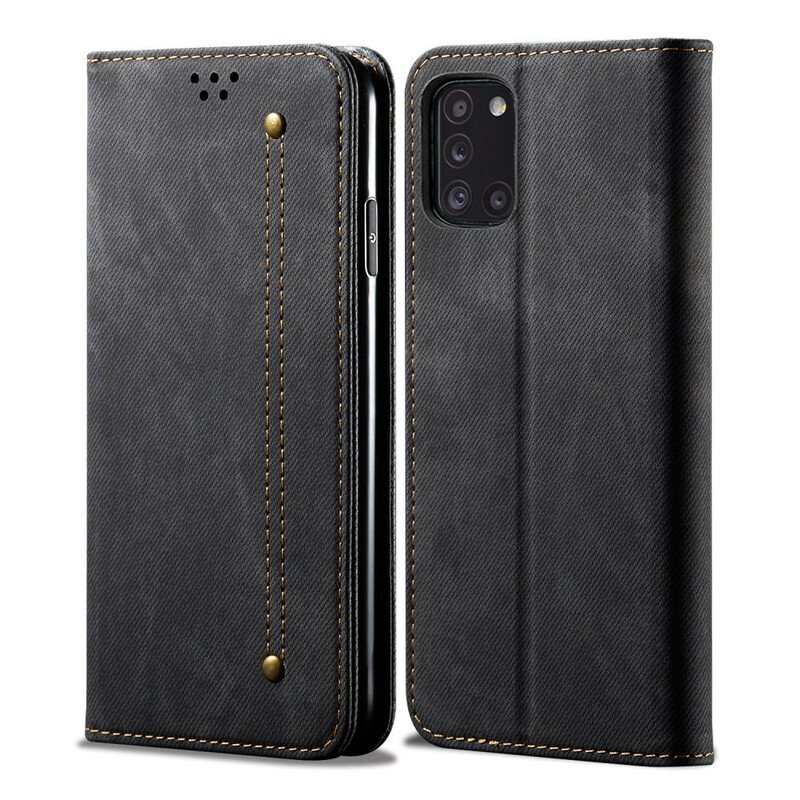 Folio-fodral Samsung Galaxy A31 Läderfodral Denim Tyg