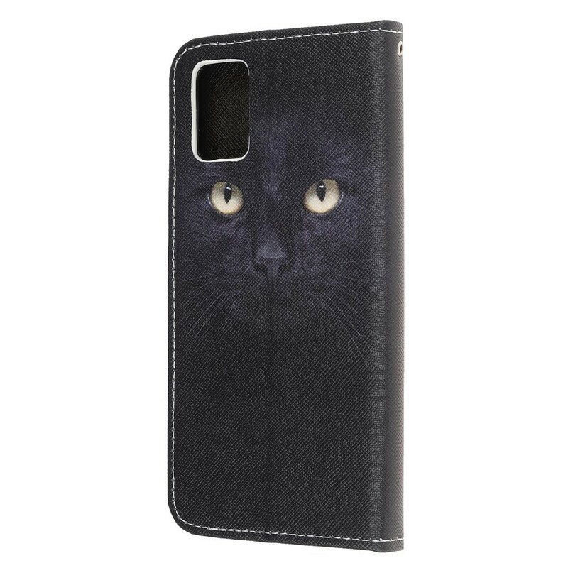 Folio-fodral Samsung Galaxy A31 Med Kedjar Strappy Black Cat Eyes