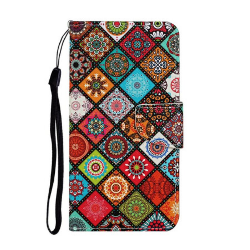 Folio-fodral Samsung Galaxy A31 Patchwork-mandalas Med Linne