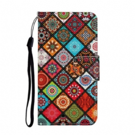 Folio-fodral Samsung Galaxy A31 Patchwork-mandalas Med Linne