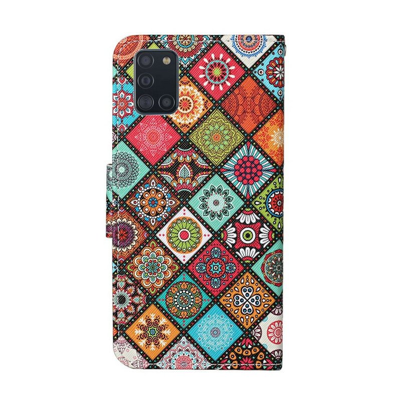 Folio-fodral Samsung Galaxy A31 Patchwork-mandalas Med Linne