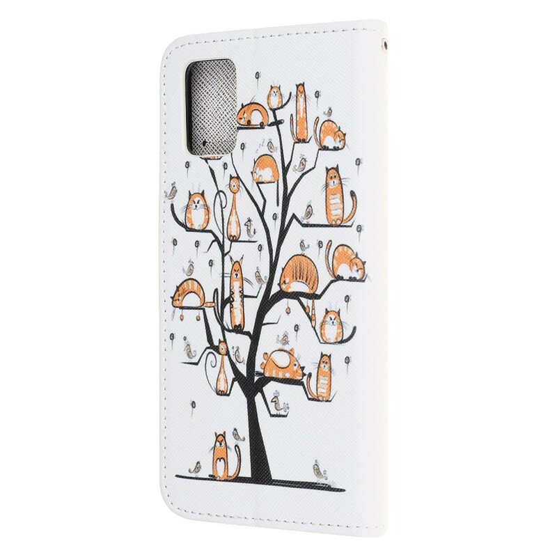 Läderfodral Samsung Galaxy A31 Med Kedjar Funky Cats Med Rem