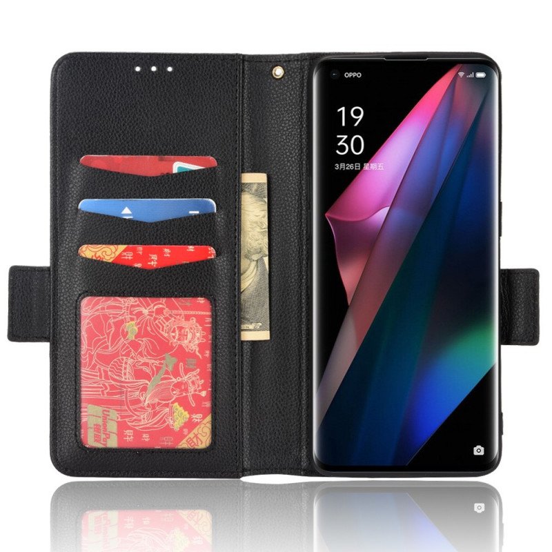 Fodral Oppo Find X3 Pro Folio-fodral Flap Double Litchi Nya Färger