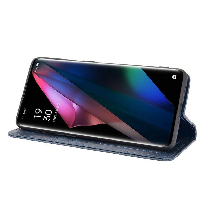 Folio-fodral Oppo Find X3 Pro Läderfodral Stiliserad Vintage Lädereffekt