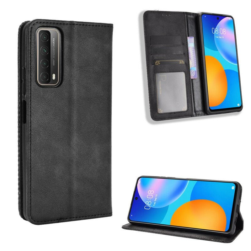 Folio-fodral Huawei P Smart 2021 Läderfodral Stiliserad Vintage Lädereffekt