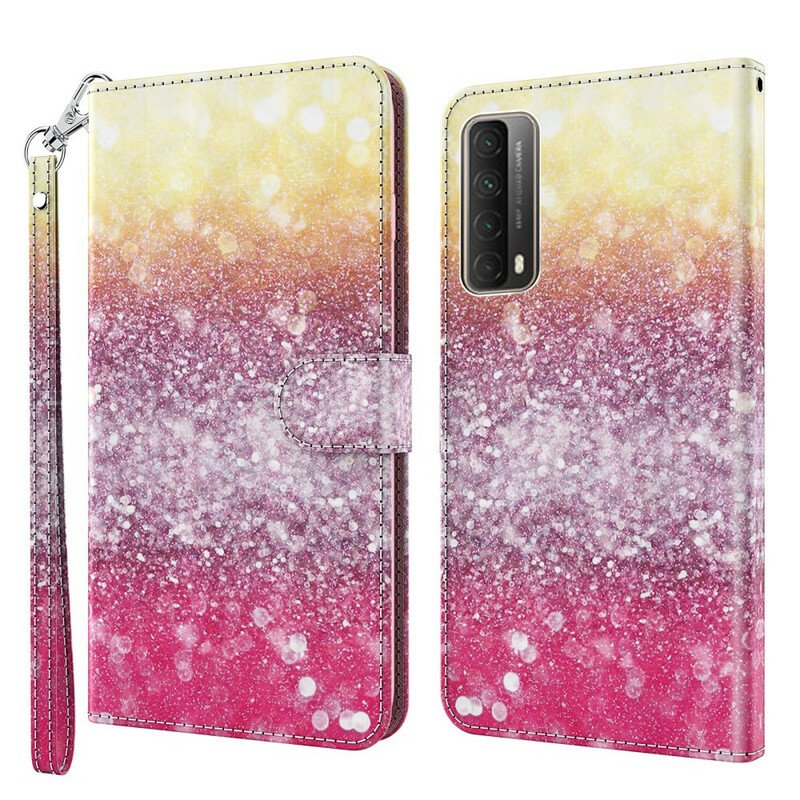 Folio-fodral Huawei P Smart 2021 Magenta Glittergradient