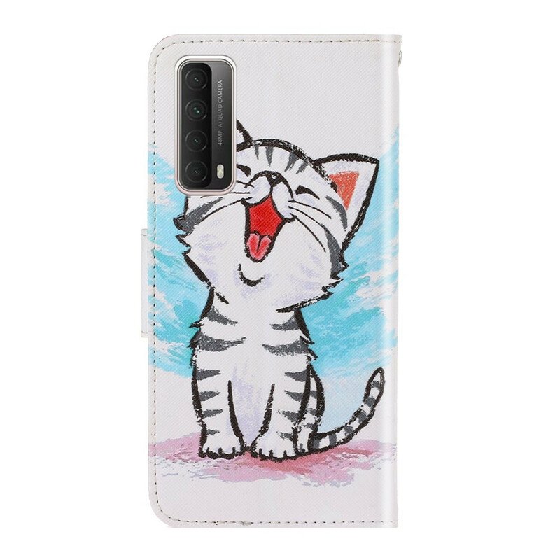 Folio-fodral Huawei P Smart 2021 Med Kedjar Strappy Color Kitten