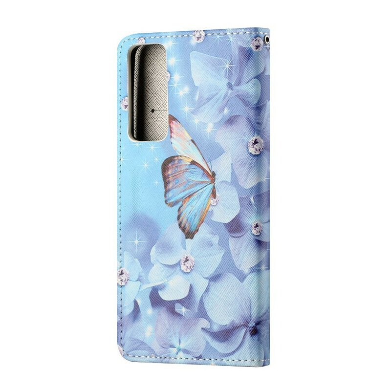 Folio-fodral Huawei P Smart 2021 Med Kedjar Strappy Diamond Butterflies