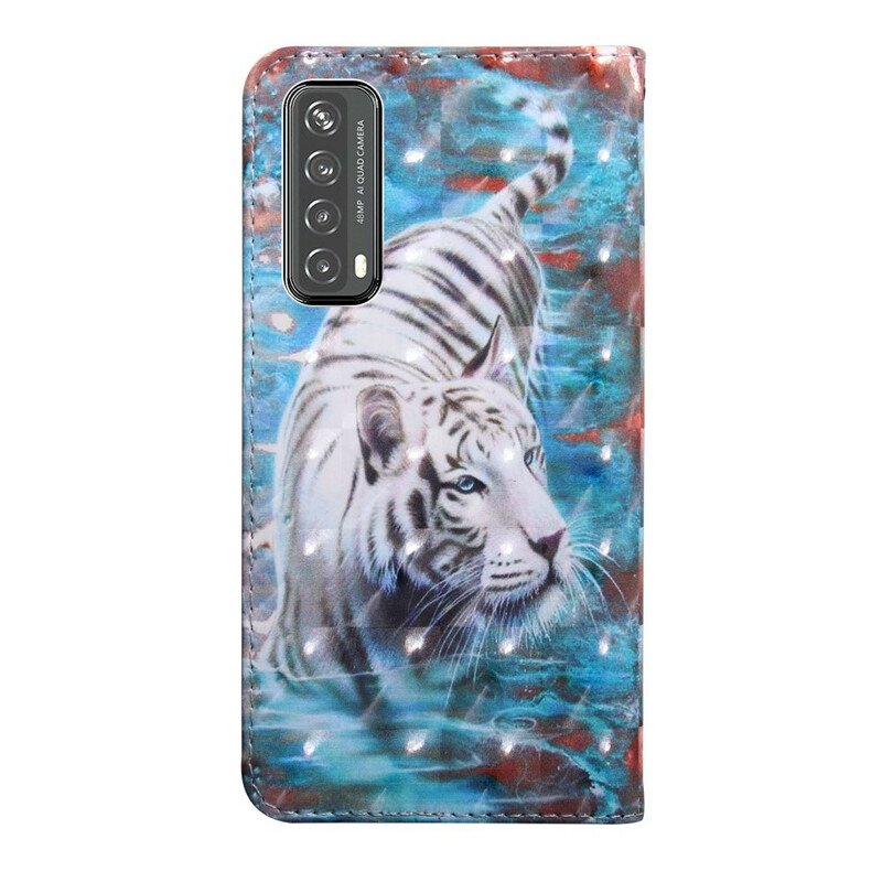 Läderfodral Huawei P Smart 2021 Ljusfläck Lucien The Tiger