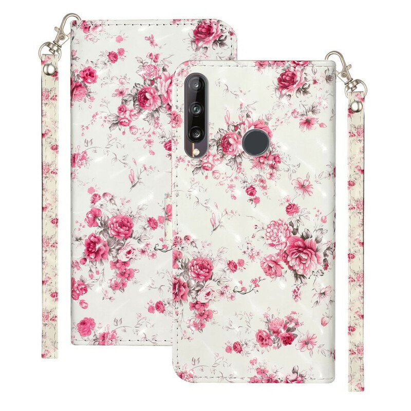 Fodral Huawei Y6p Med Kedjar Strap Light Spot Flowers