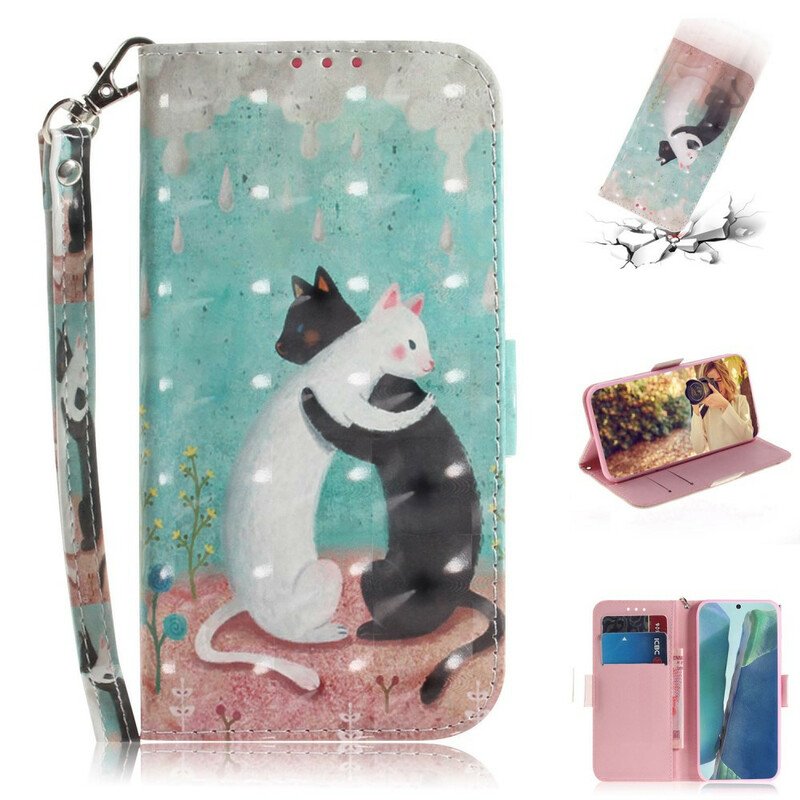 Fodral Samsung Galaxy Note 20 Med Kedjar Strappy Cat Friends