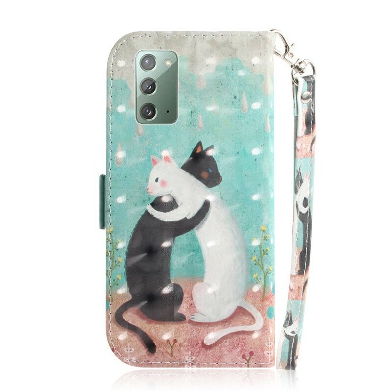 Fodral Samsung Galaxy Note 20 Med Kedjar Strappy Cat Friends