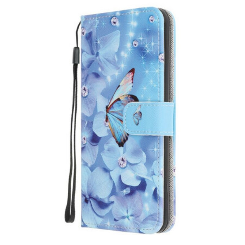 Fodral Samsung Galaxy Note 20 Med Kedjar Strappy Diamond Butterflies