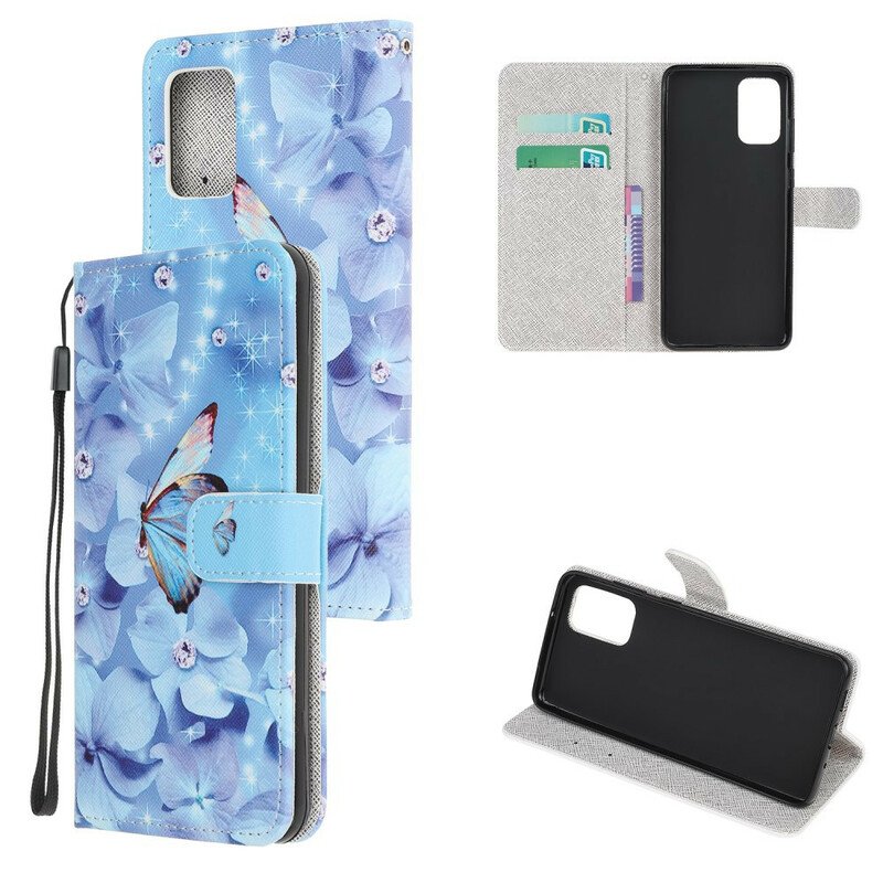 Fodral Samsung Galaxy Note 20 Med Kedjar Strappy Diamond Butterflies