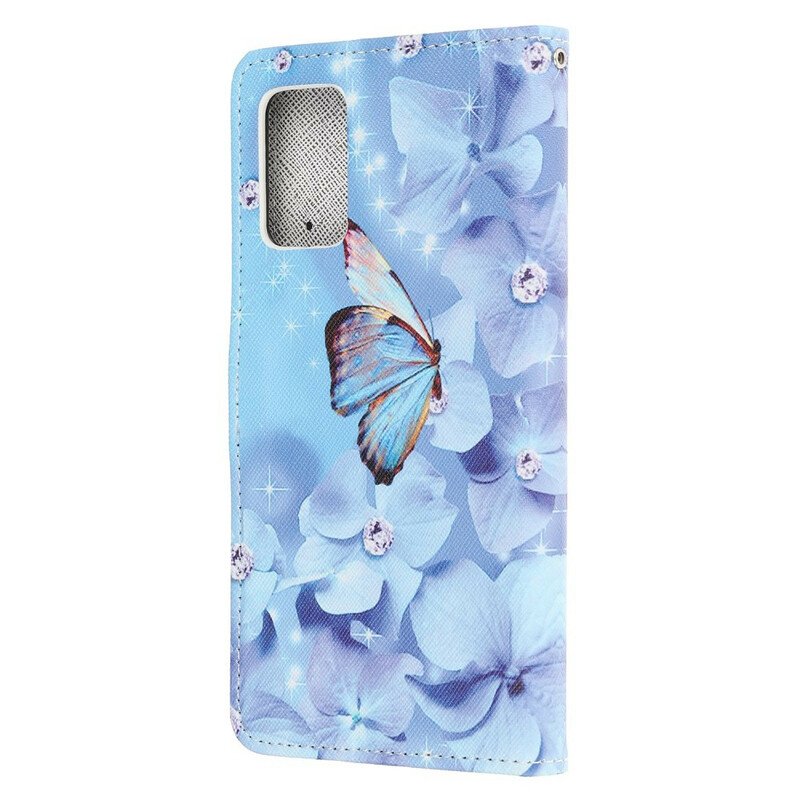 Fodral Samsung Galaxy Note 20 Med Kedjar Strappy Diamond Butterflies