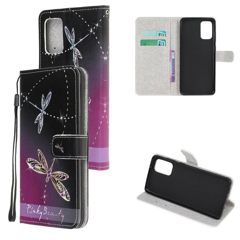 Folio-fodral Samsung Galaxy Note 20 Med Kedjar Strappy Dragonflies