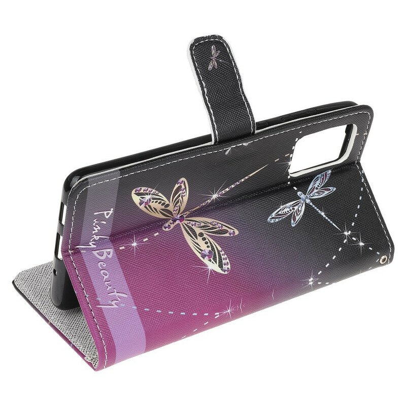 Folio-fodral Samsung Galaxy Note 20 Med Kedjar Strappy Dragonflies