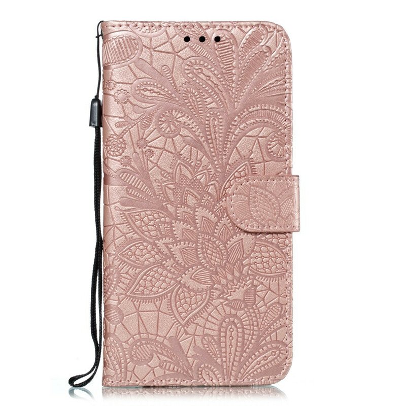 Läderfodral Huawei P Smart Z Med Kedjar Rem Tribal Flowers