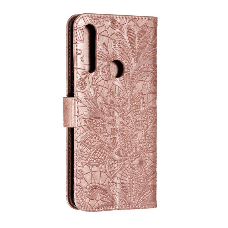 Läderfodral Huawei P Smart Z Med Kedjar Rem Tribal Flowers