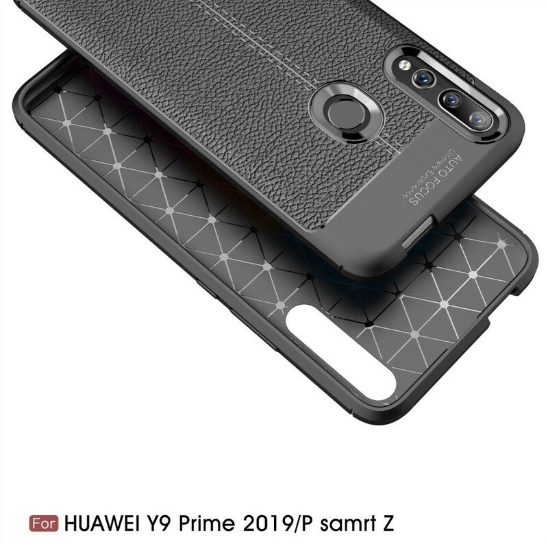 Skal Huawei P Smart Z Dubbel Linje Litchi Läder Effekt