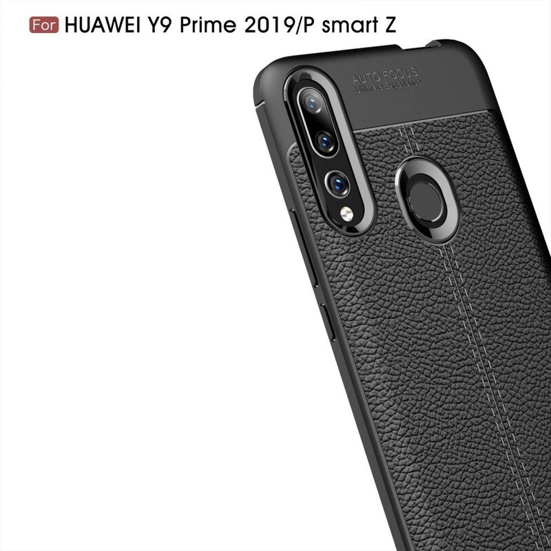 Skal Huawei P Smart Z Dubbel Linje Litchi Läder Effekt