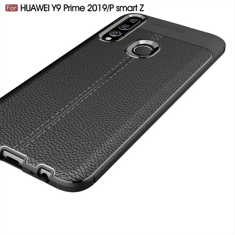 Skal Huawei P Smart Z Dubbel Linje Litchi Läder Effekt