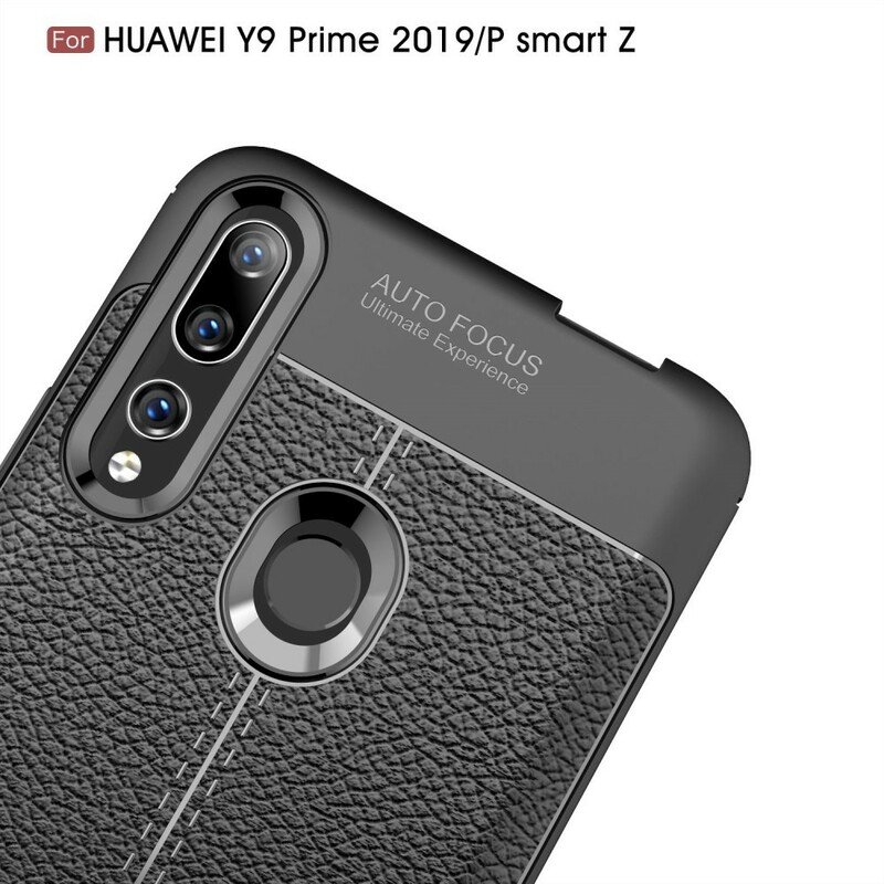 Skal Huawei P Smart Z Dubbel Linje Litchi Läder Effekt