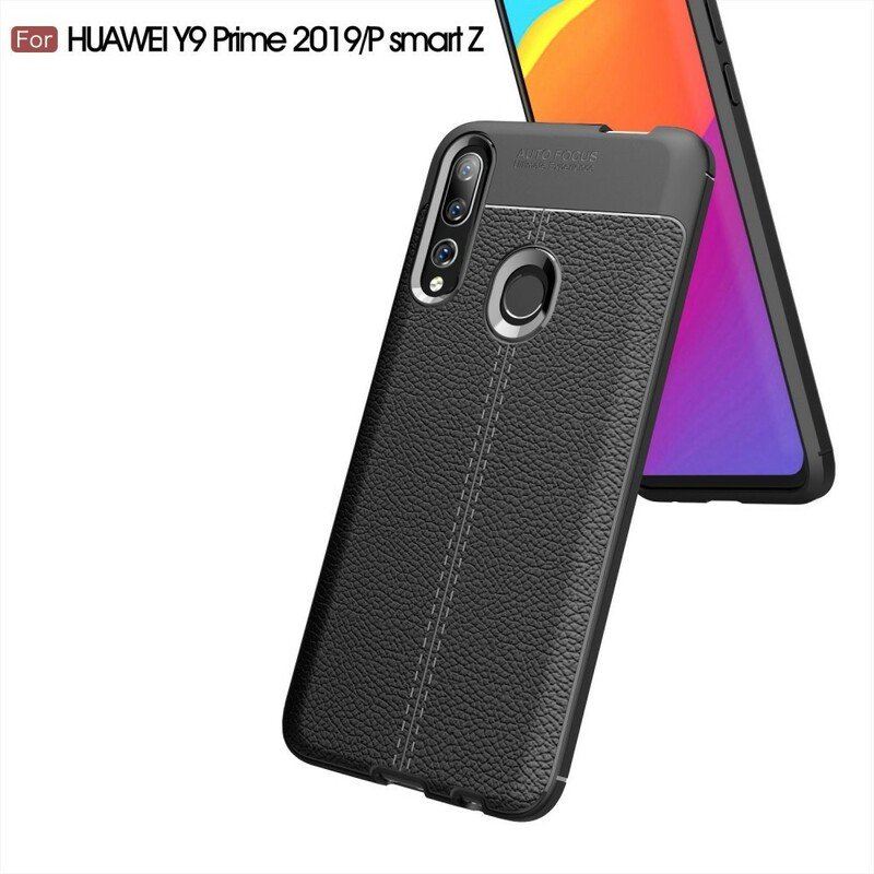 Skal Huawei P Smart Z Dubbel Linje Litchi Läder Effekt