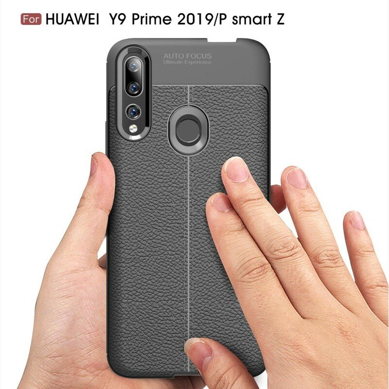 Skal Huawei P Smart Z Dubbel Linje Litchi Läder Effekt