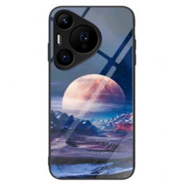 Skal Huawei Pura 70 Pro Telefonfodral Vit Planet Härdat Glas