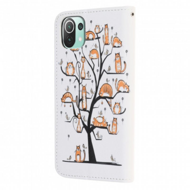 Fodral Xiaomi Mi 11 Lite 4G / 5G / 5G NE Med Kedjar Funky Cats Med Rem